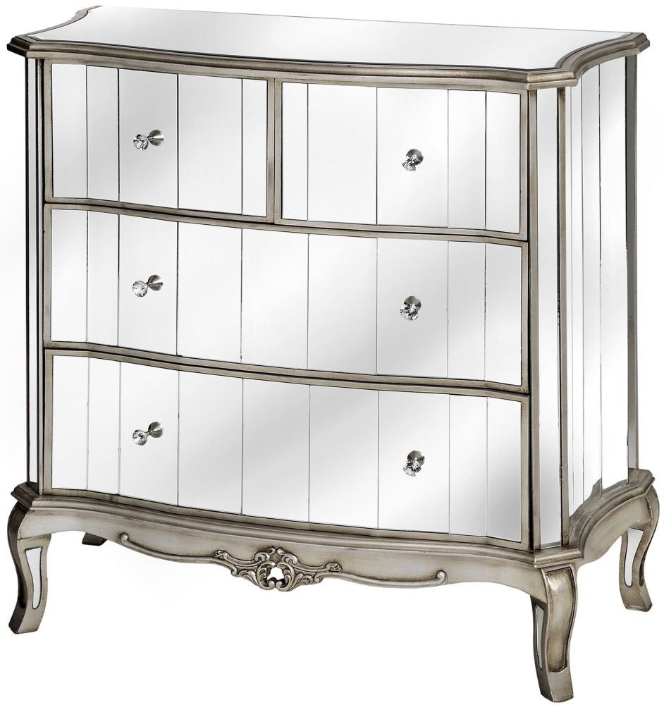3 Hill Interiors Argente Mirrored Chest of Drawer 2+2 Drawers